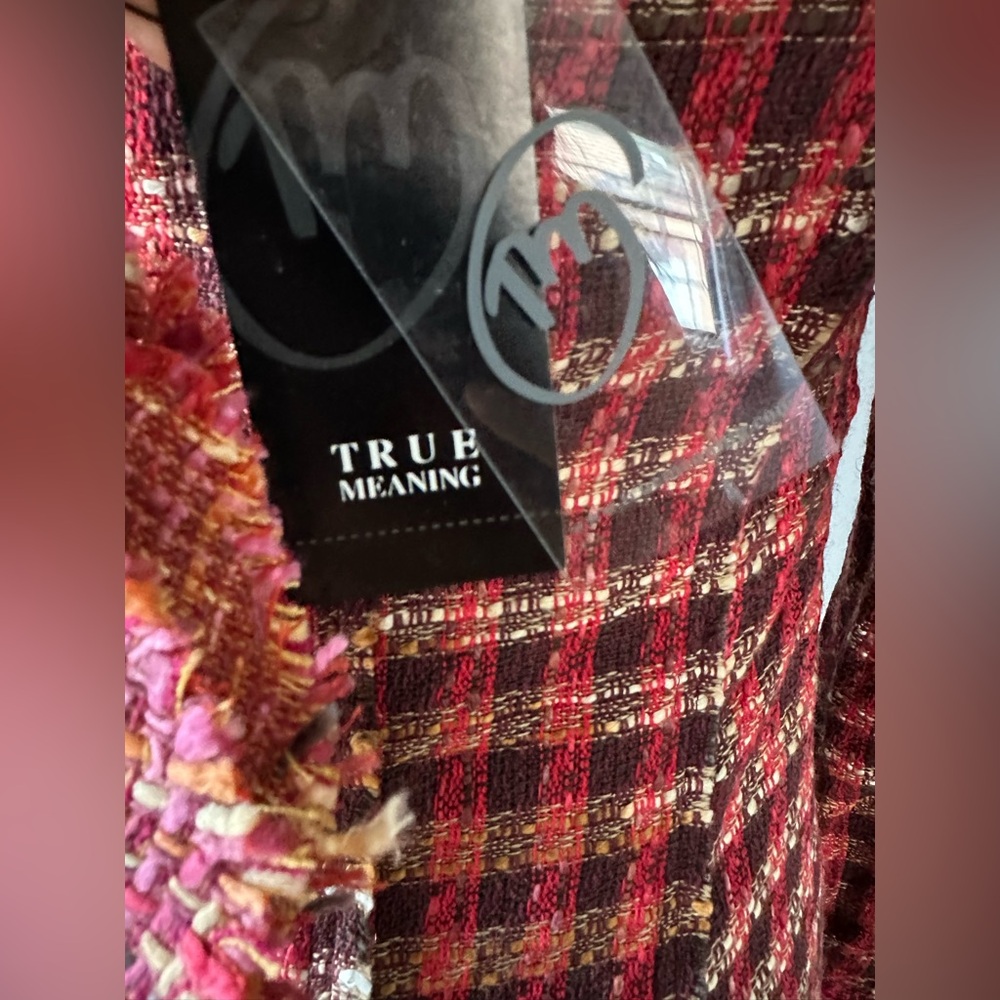 True Meaning Red and Pink Chevron Blazer - Picture 5 of 12